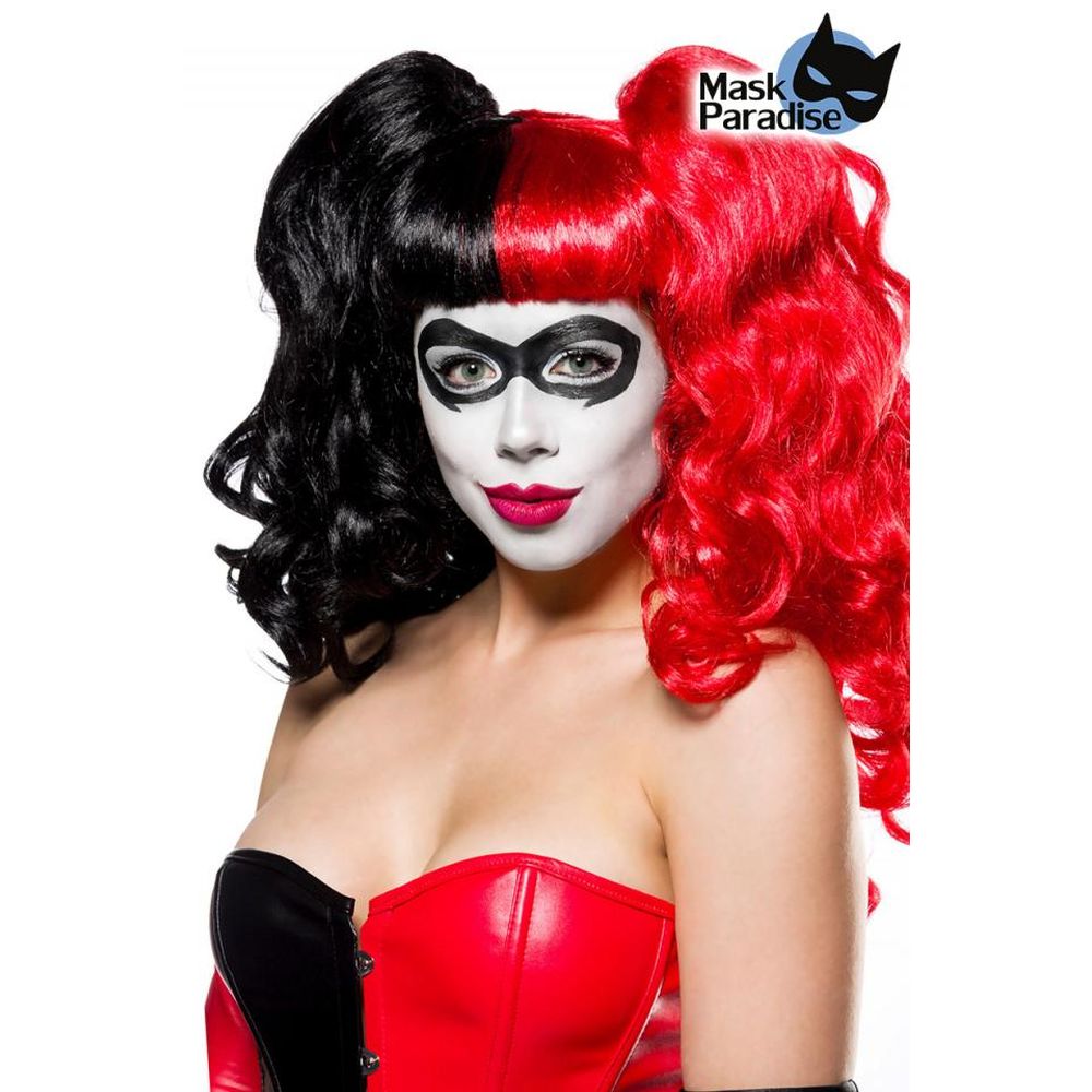 Mask Paradise - Harlequin Perruque - Noir/Rouge